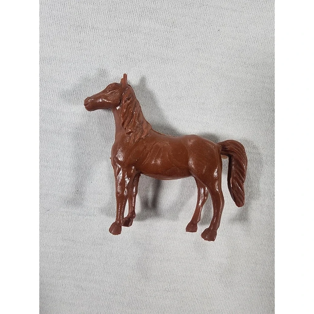 Vintage Tim-Mee Horse Figurine Set Processed Plastic 3pc Black Brown Tan